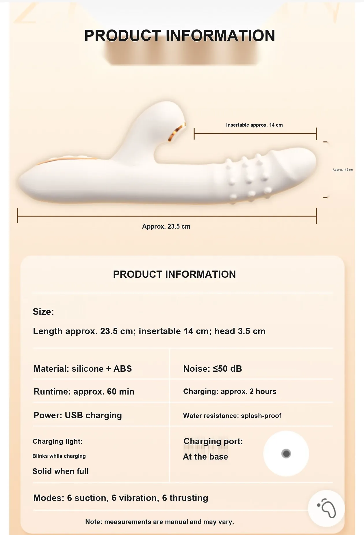 3-in-1 Suction Thrusting Rabbit Vibrator VIP08 - adult toy for sale in the UAE