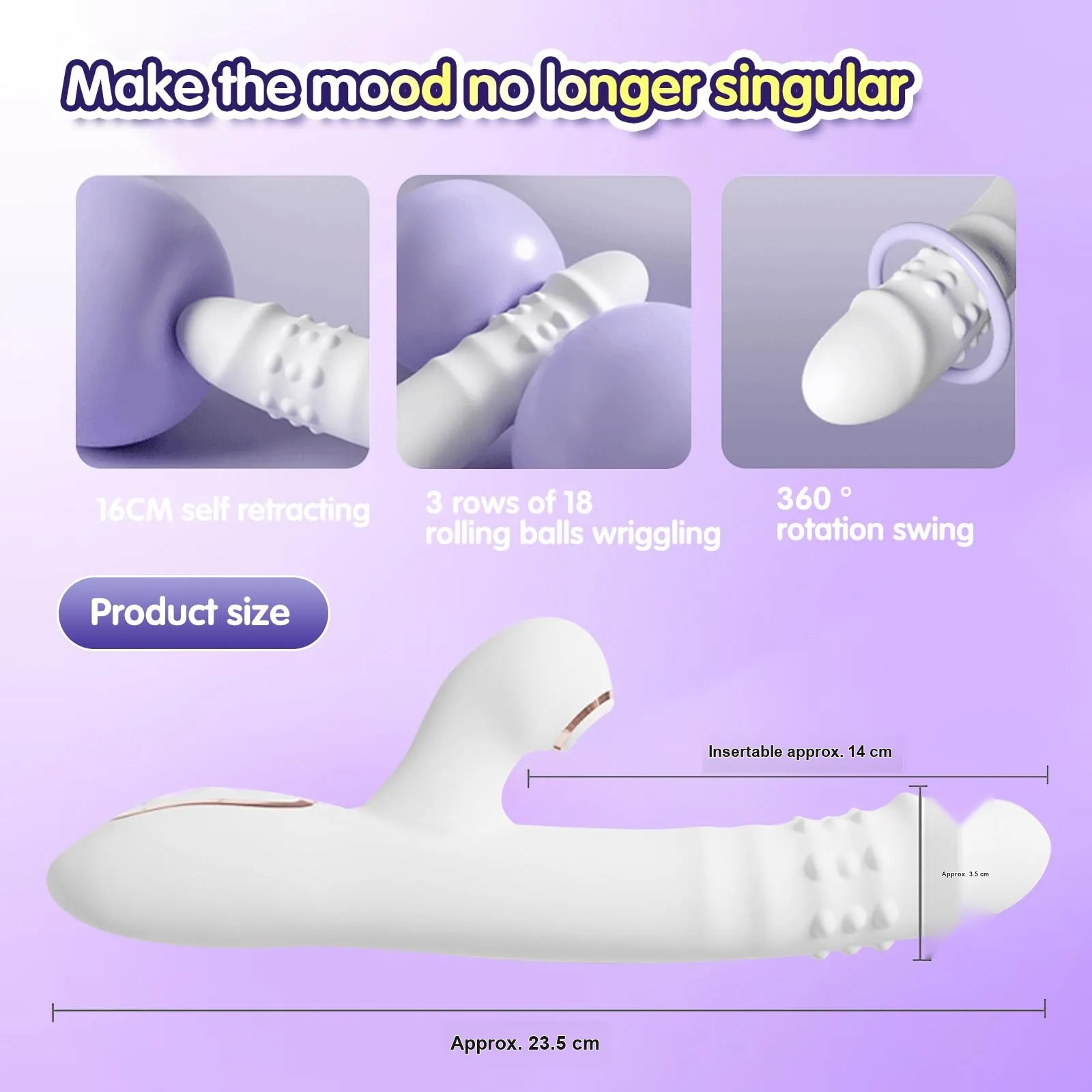 3-in-1 Suction Thrusting Rabbit Vibrator VIP08 - adult toy for sale in the UAE