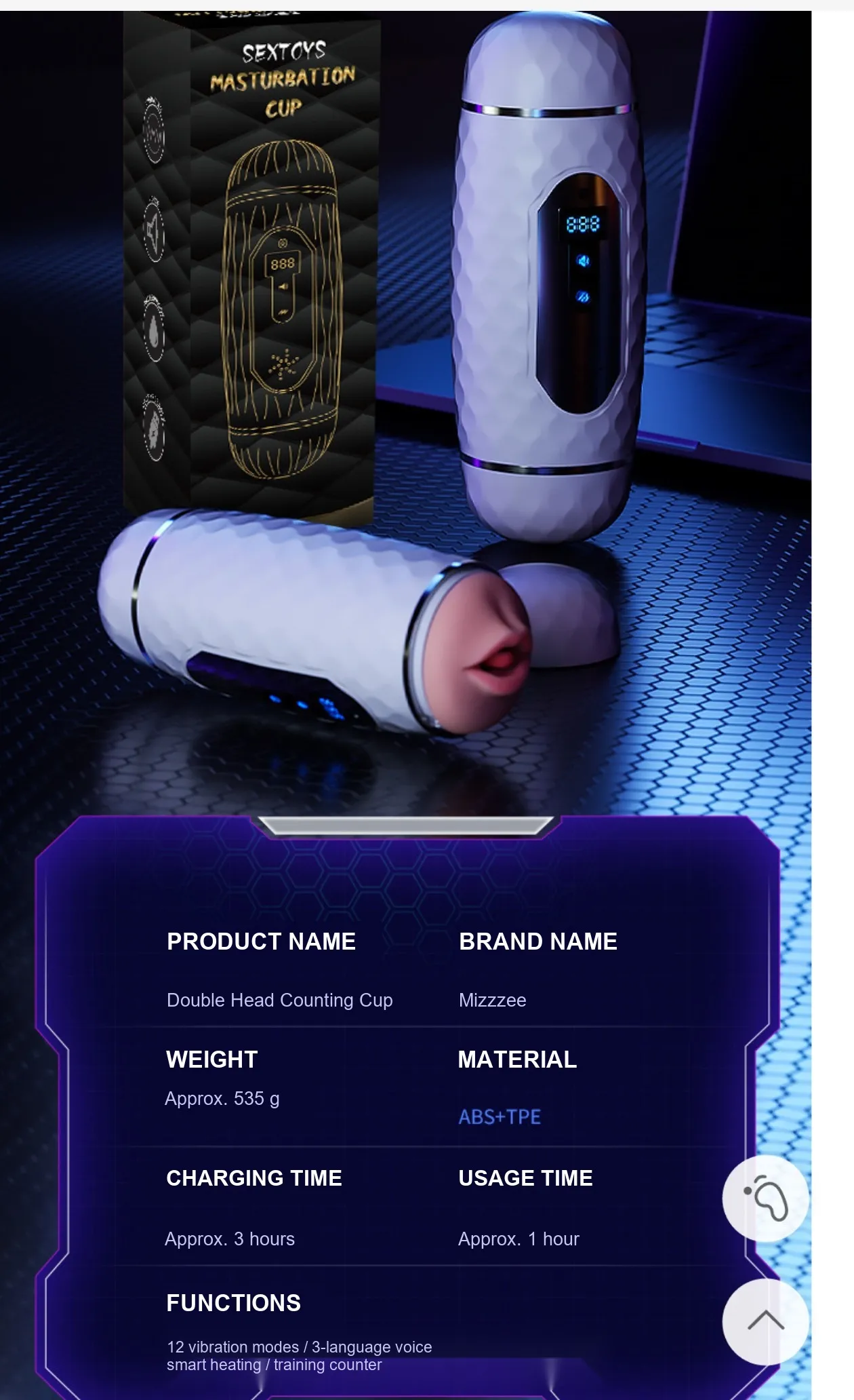 Double Head Counting Masturbator Cup VIP05 - adult toy for sale in the UAE