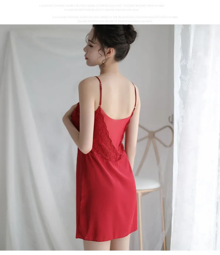 Ice Silk Slip Nightdress (Wine Red) TY02/WR - adult toy for sale in the UAE