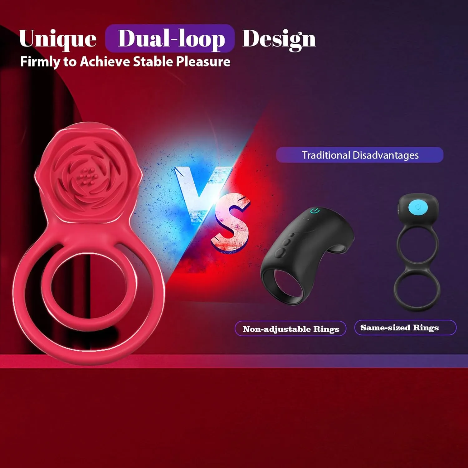 Rose Vibrating Cock Ring (YB73) - Male Sex Toys available in the UAE view 3