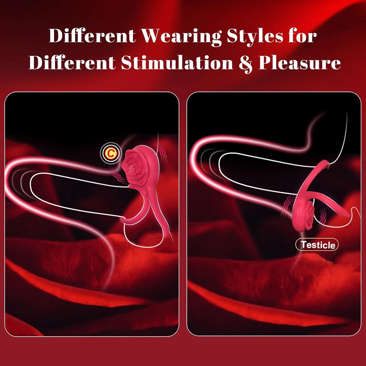 Rose Vibrating Cock Ring (YB73) - Male Sex Toys available in the UAE view 5