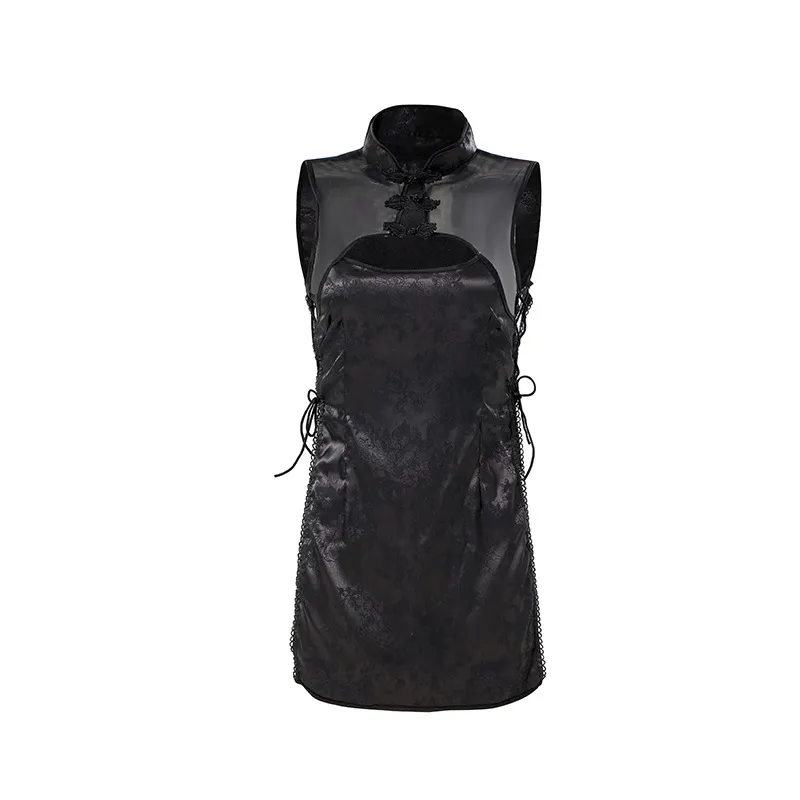 Side Tie Lace Cheongsam Dress (Black) TY09/B - adult toy for sale in the UAE
